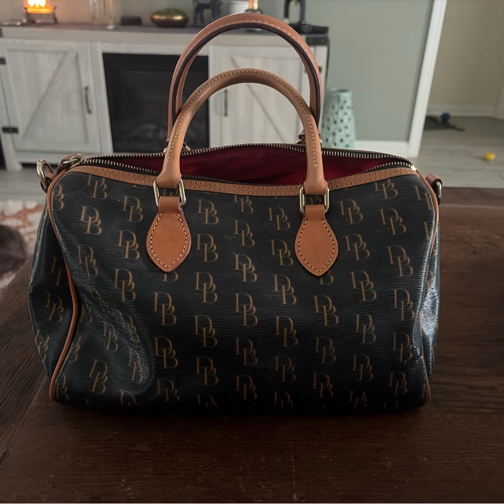 DOONEY & BOURKE Signature DB Classic Satchel Brown & Gold Shell Leather
